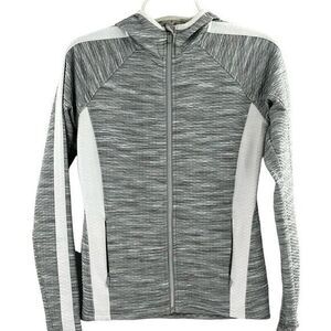 Athleta Womens Full Zip Up‎ Snowscape Hooded Jacket Gray and White Size XS